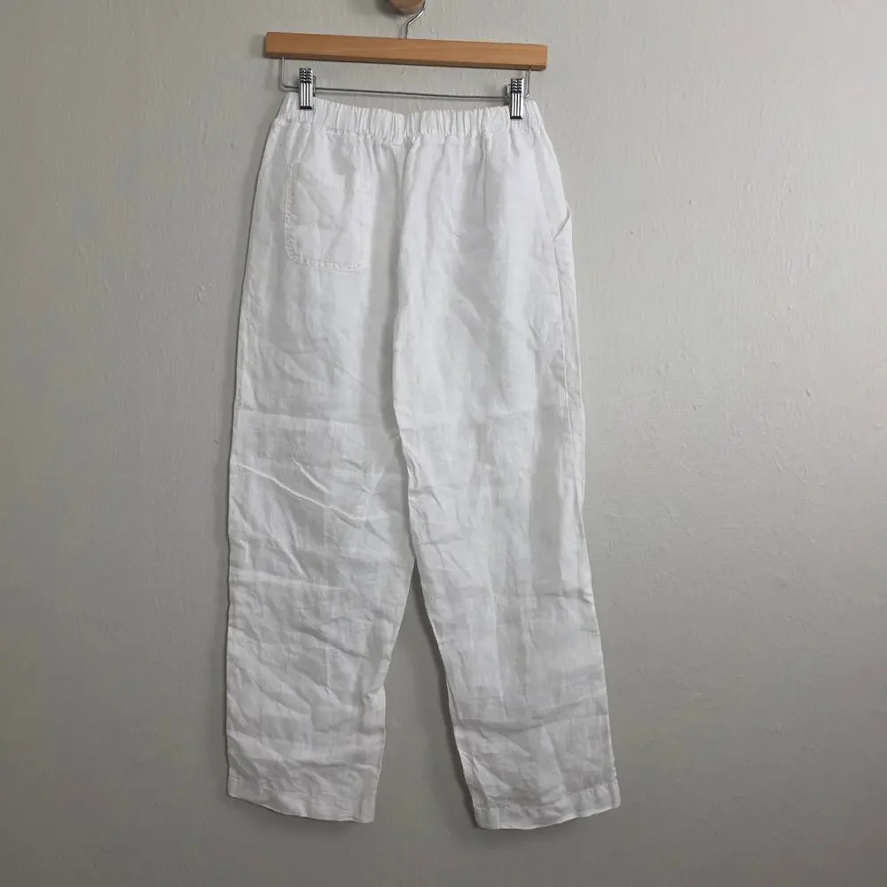 NWT Quince 100% European Flax Linen Wide Leg Pants White Extra Small XS